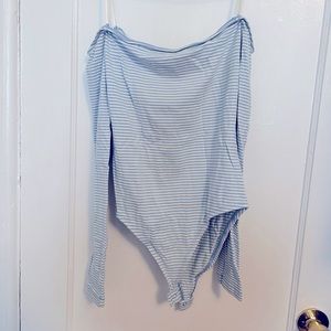 Blue and white striped off the shoulder bodysuit size medium.